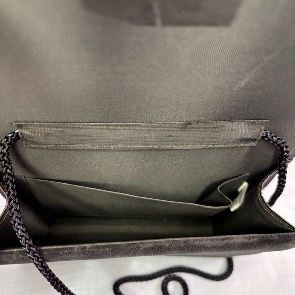 Vintage Black Pressed Velvet with Silver Floral Beading Clutch or Shoulder Bag - Picture 9 of 11